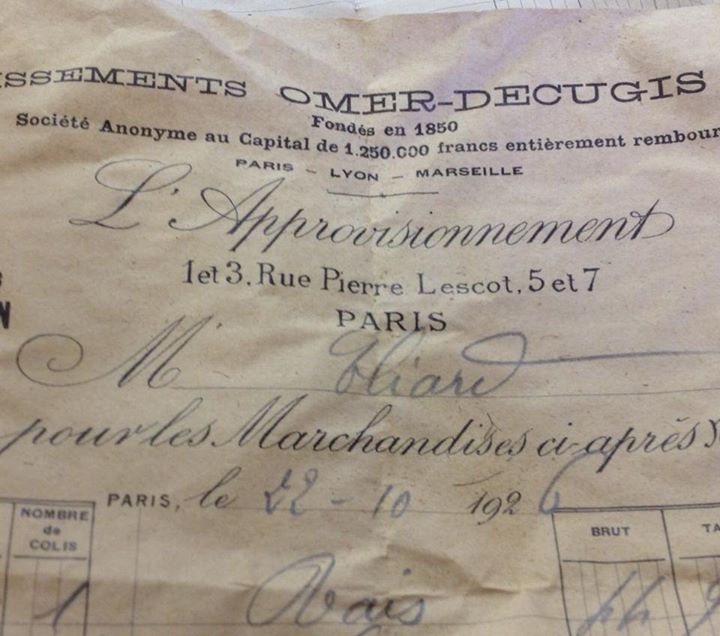 Another blast from the past! We have found 3 French receipts in a sofa dated 1926 .